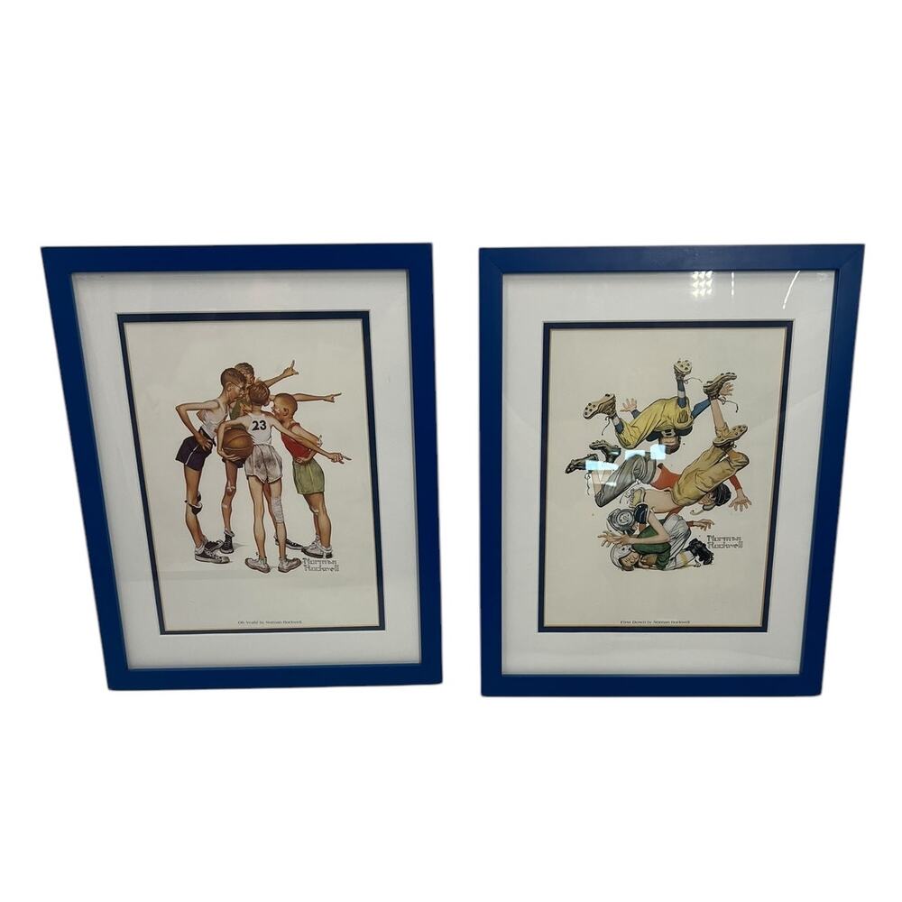 NORMAN ROCKWELL Set of 2 Framed Art - First Down & Oh Yeah!
